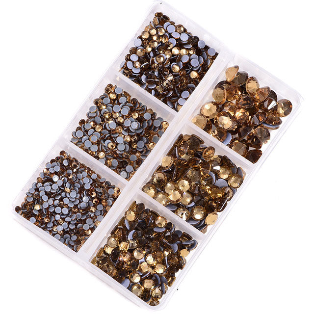 Mixed Sizes 6 Grid Box Light Colorado Topaz Glass HotFix Rhinestones For Clothing DIY WholesaleRhinestone Main image