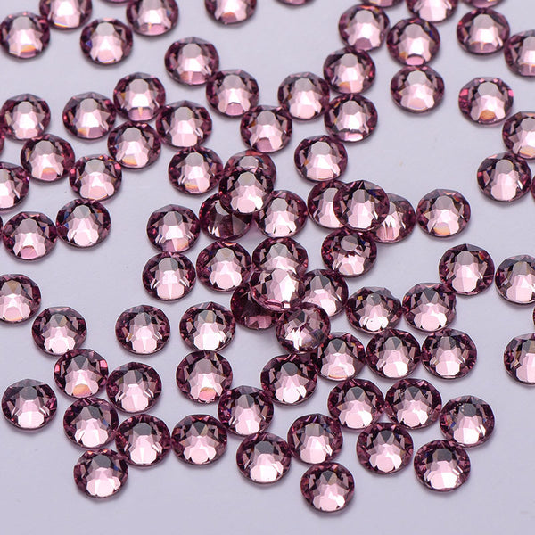 Light Amethyst Glass Flat Back Glue-On Rhinestones 16 Cut Facets WholesaleRhinestone