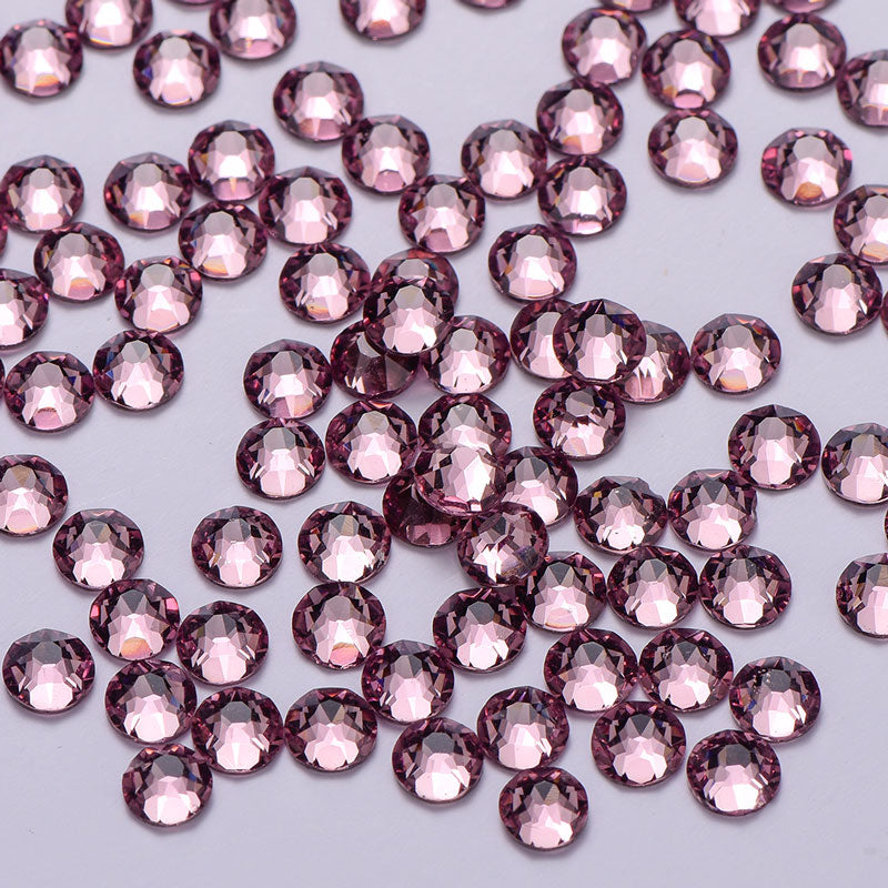 Light Amethyst Glass Flat Back Glue-On Rhinestones 16 Cut Facets In Bulk WholesaleRhinestone