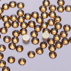 Light Colorado Topaz Glass Flat Back Glue-On Rhinestones 16 Cut Facets WholesaleRhinestone