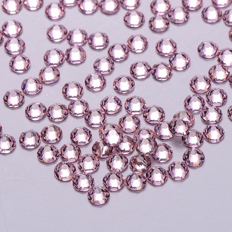 Light Pink Glass Flat Back Glue-On Rhinestones 16Cut Facets In Bulk WholesaleRhinestone