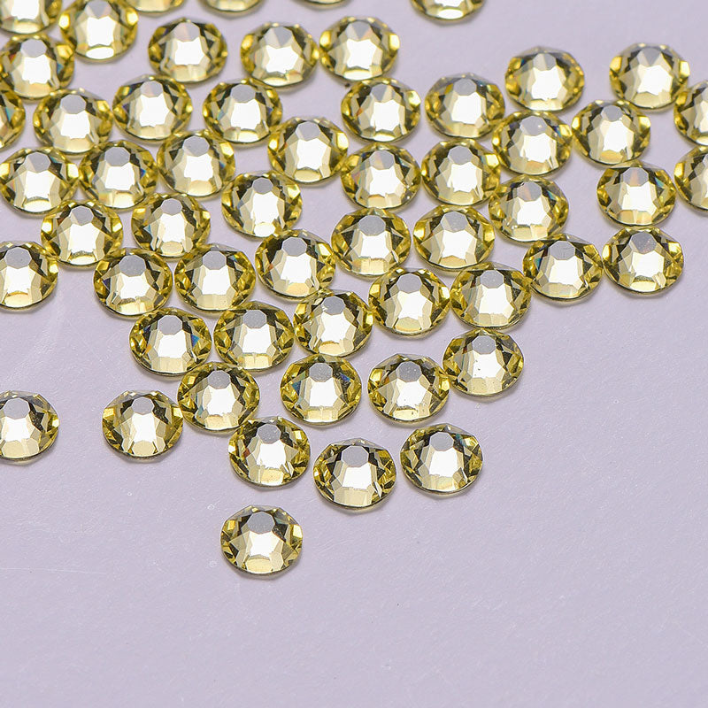 Light Yellow Glass Flat Back Glue-On Rhinestones 16 Cut Facets WholesaleRhinestone