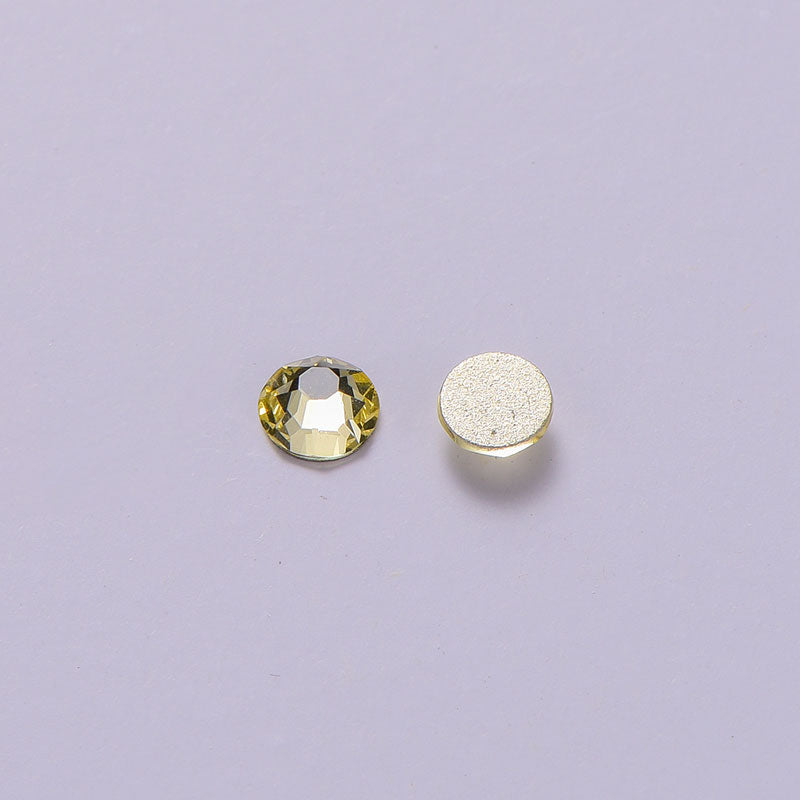 Light Yellow Glass Flat Back Glue-On Rhinestones 16 Cut Facets WholesaleRhinestone Main image