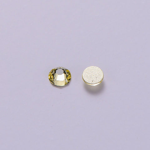 Light Yellow Glass Flat Back Glue-On Rhinestones 16 Cut Facets WholesaleRhinestone