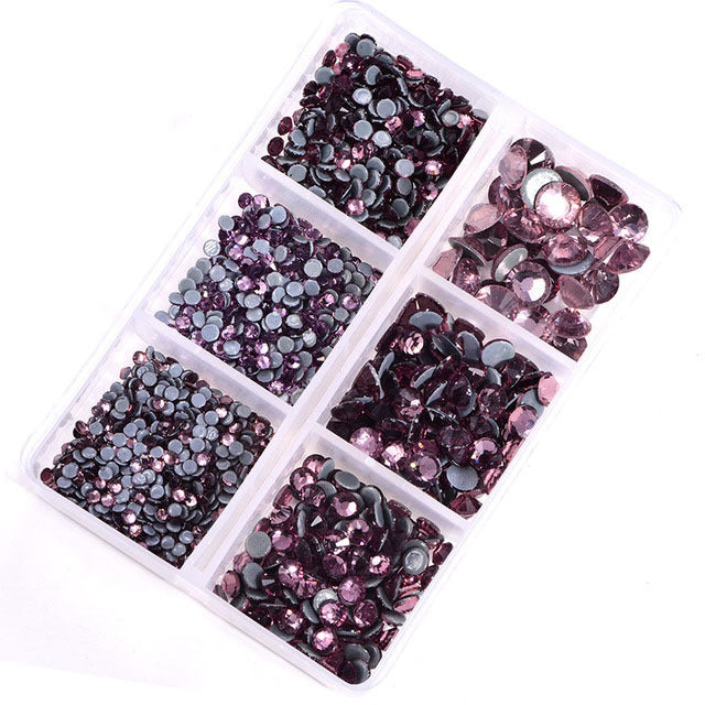 Mixed Sizes 6 Grid Box Light Amethyst Glass HotFix Rhinestones For Clothing DIY WholesaleRhinestone Main image