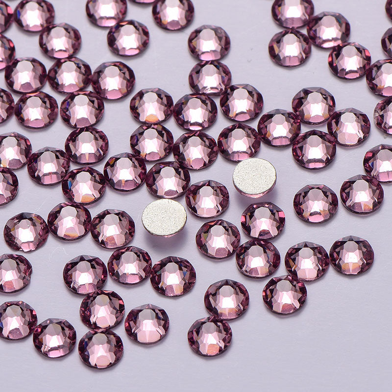 Light Amethyst Glass Flat Back Glue-On Rhinestones 16 Cut Facets In Bulk WholesaleRhinestone