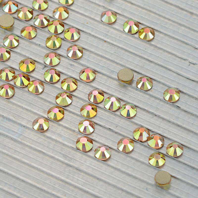 Metal Sunlight Effects Glass FlatBack Rhinestones Golden Back WholesaleRhinestone