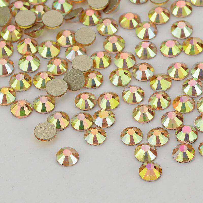 Metal Sunlight Effects Glass FlatBack Rhinestones Golden Back WholesaleRhinestone