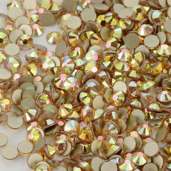 Metal Sunlight Effects Glass FlatBack Rhinestones Golden Back WholesaleRhinestone