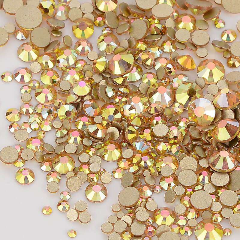 Hot SS3-SS30 Gold yellow rhinestone for Nail Art Flatback Non Hotfix Glue  on Nail Art Rhinestones