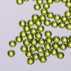 Olive Green Glass Flat Back Glue-On Rhinestones 16 Cut Facets WholesaleRhinestone