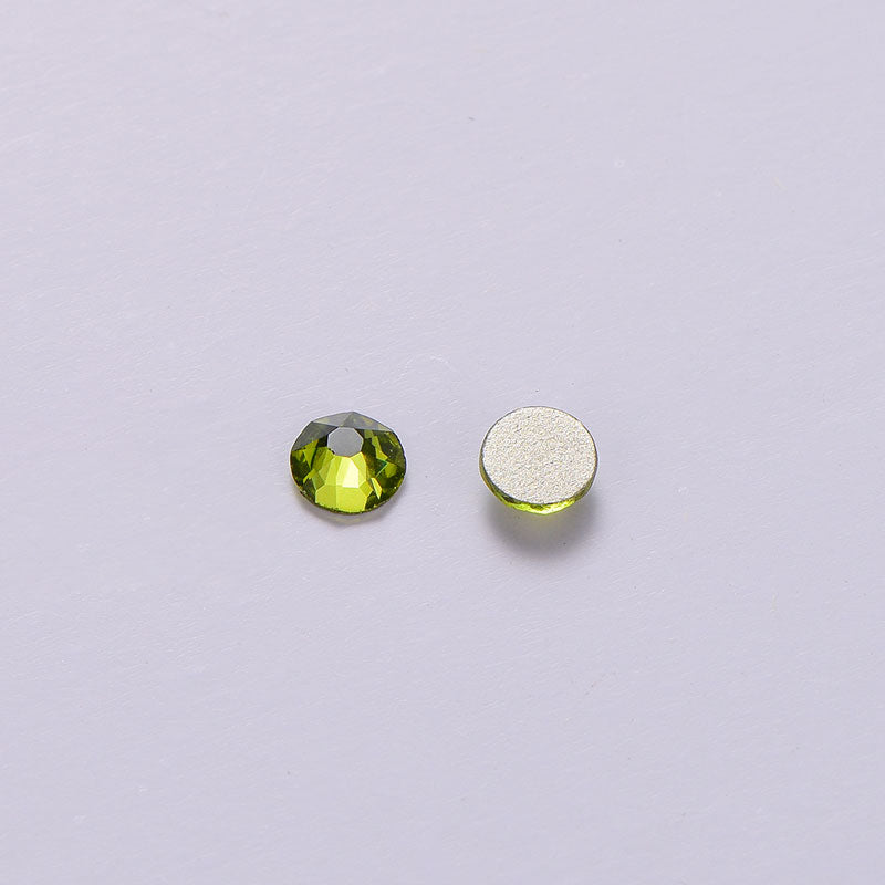 Olive Green Glass Flat Back Glue-On Rhinestones 16 Cut Facets WholesaleRhinestone