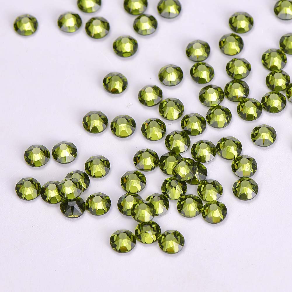 Olive Green Glass HotFix Rhinestones 16 Cut Facets WholesaleRhinestone