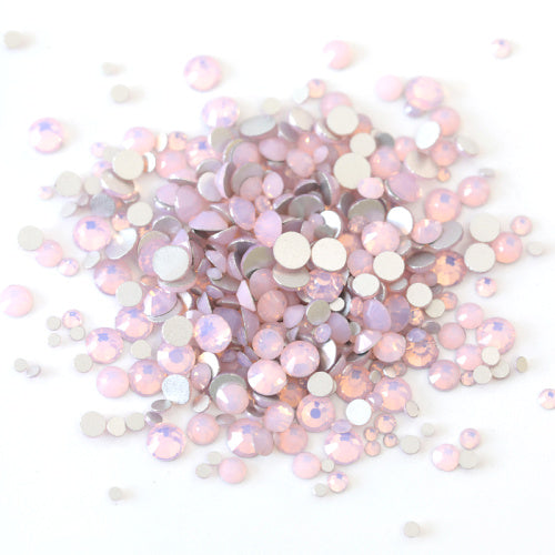 Mixed Sizes Pink Opal Glass FlatBack Rhinestones For Nail Art Silver Back WholesaleRhinestone Main image