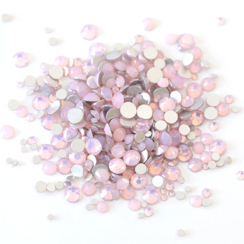 Mixed Sizes Pink Opal Glass FlatBack Rhinestones For Nail Art Silver Back WholesaleRhinestone