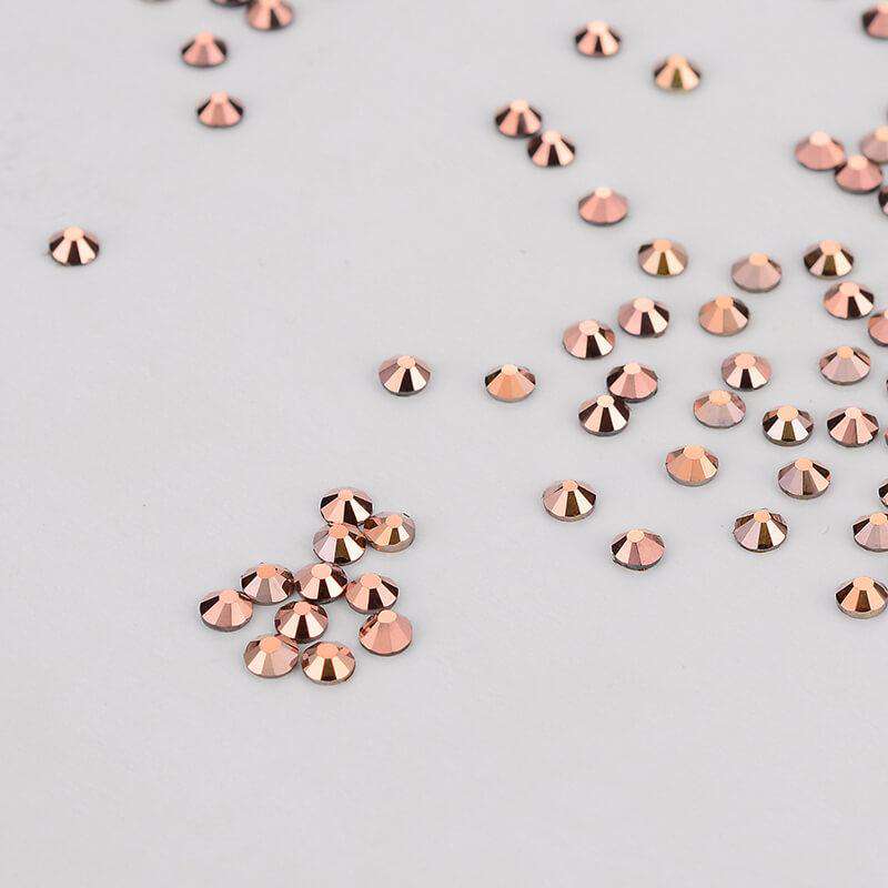 Rose Gold Glass FlatBack Rhinestones Silver Back