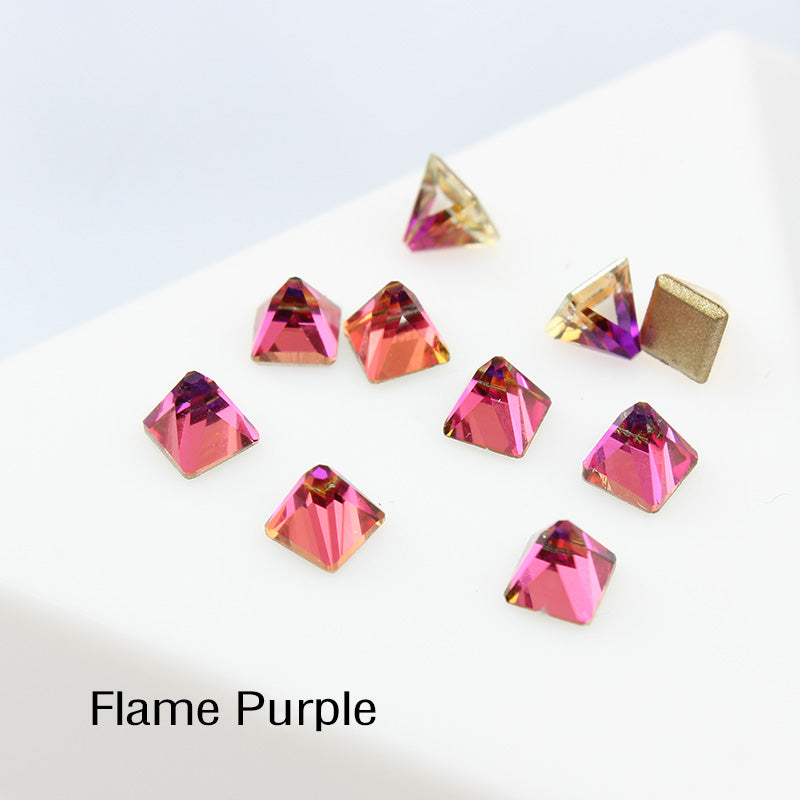Purple Volcano Square Cone Shape Flat Back Fancy Rhinestones For Nail Art WholesaleRhinestone