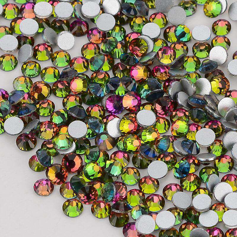 Rainbow Glass FlatBack Rhinestones Silver Back WholesaleRhinestone