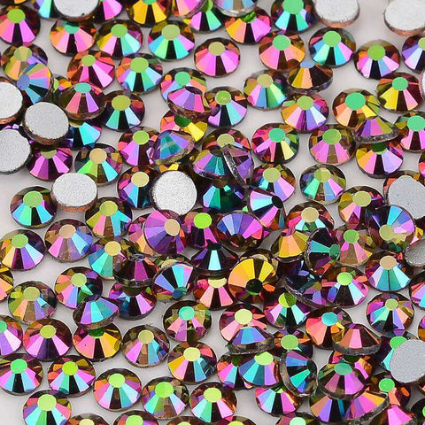 Rainbow Rose Gold Glass FlatBack Rhinestones Silver Back WholesaleRhinestone