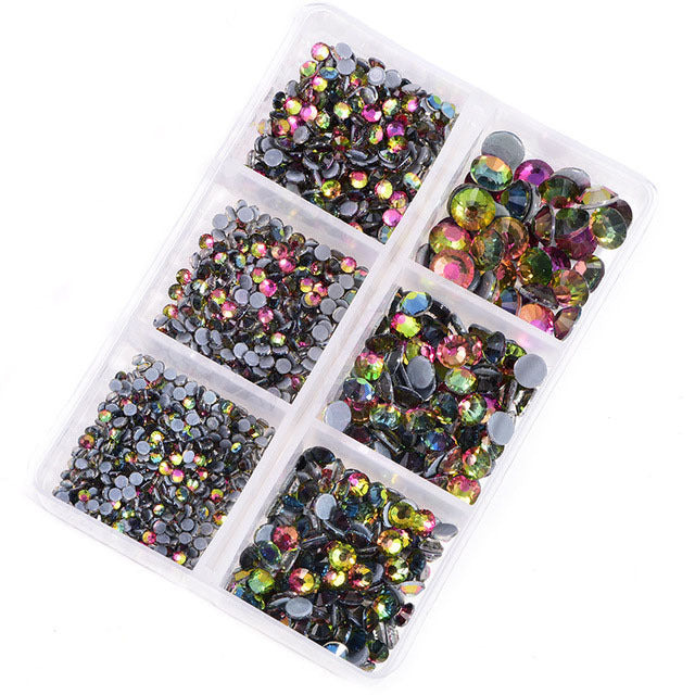 Mixed Sizes 6 Grid Box Rainbow Glass HotFix Rhinestones For Clothing DIY WholesaleRhinestone Main image