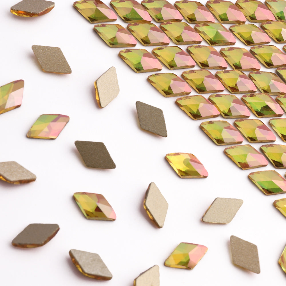 Rhombus Shape Metal Sunlight Glass Flat Back Fancy Rhinestones WholesaleRhinestone Pääkuva