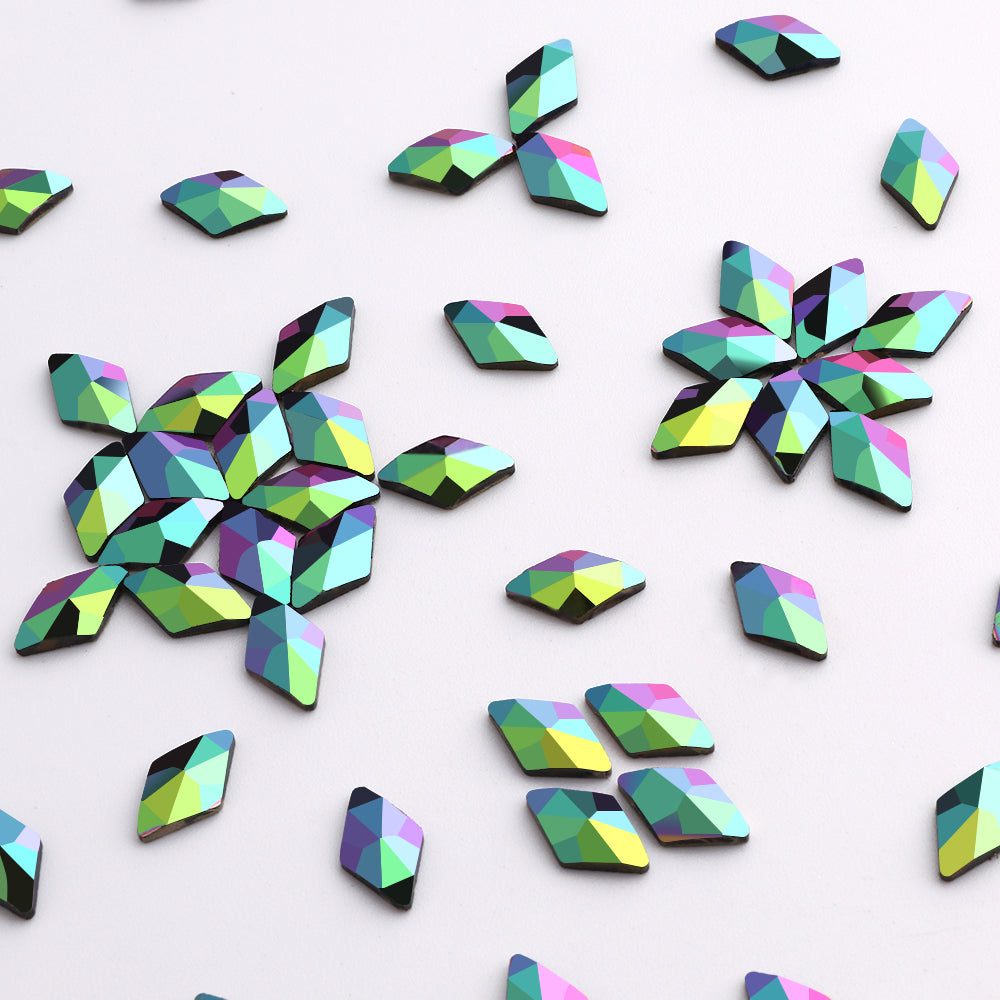 Rhombus Shape Rainbow Rose Gold Glass Flat Back Fancy Rhinestones WholesaleRhinestone Huvudsaklig produktbild