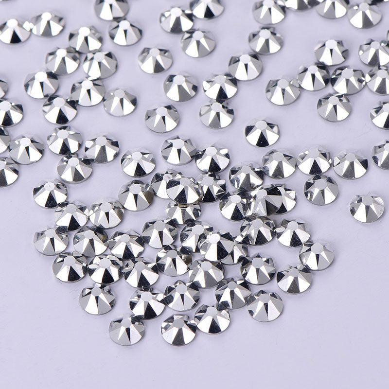 Silver Glass Flat Back Glue-On Rhinestones 16 Cut Facets WholesaleRhinestone