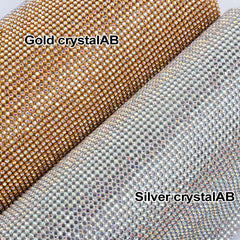 Crystal AB Hot-Fix Rhinestone Mesh Sheet Aluminum Metal Trim WholesaleRhinestone