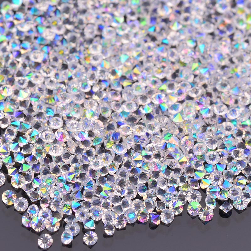 1.2MM Crystal AB Unfoiled Glass Micro Pixie Pointed Rhinestones For Nail Art WholesaleRhinestone Image principale du produit