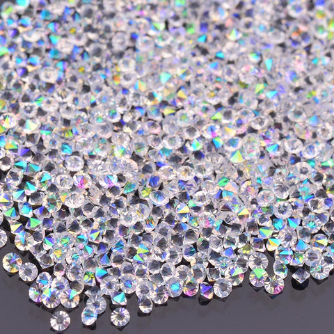 Crystal AB Unfoiled Glass Flat Back Glue-On Rhinestones 16 Cut