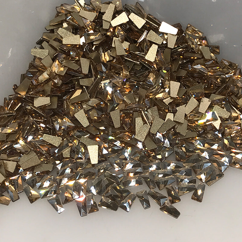 Trapezoid Shape Golden Shadow Flat Back Fancy Rhinestones WholesaleRhinestone