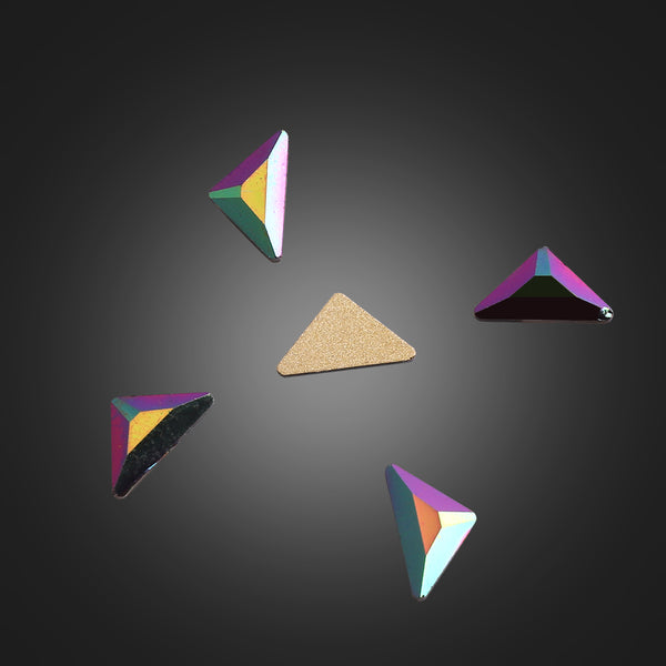 Triangle Shape Rainbow Rose Gold Glass Flat Back Fancy Rhinestones WholesaleRhinestone