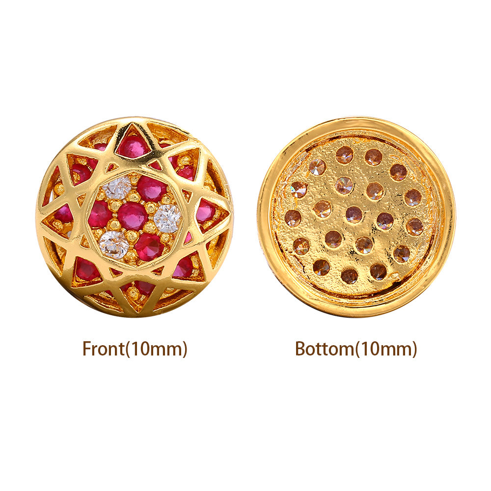 Round Shape Golden Plated High-Quality Sew-on Alloy Charms Inlaid Cubic Zirconia WholesaleRhinestone