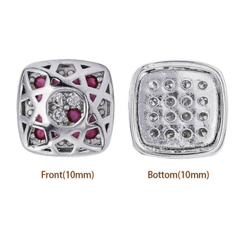 Mixed Colors Cushion Square Shape Imitation Rhodium Plated High-Quality Sew-on Alloy Charms Inlaid Cubic Zirconia WholesaleRhinestone