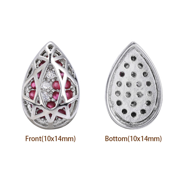 Drop Shape Imitation Rhodium Plated High-Quality Sew-on Alloy Charms Inlaid Cubic Zirconia WholesaleRhinestone