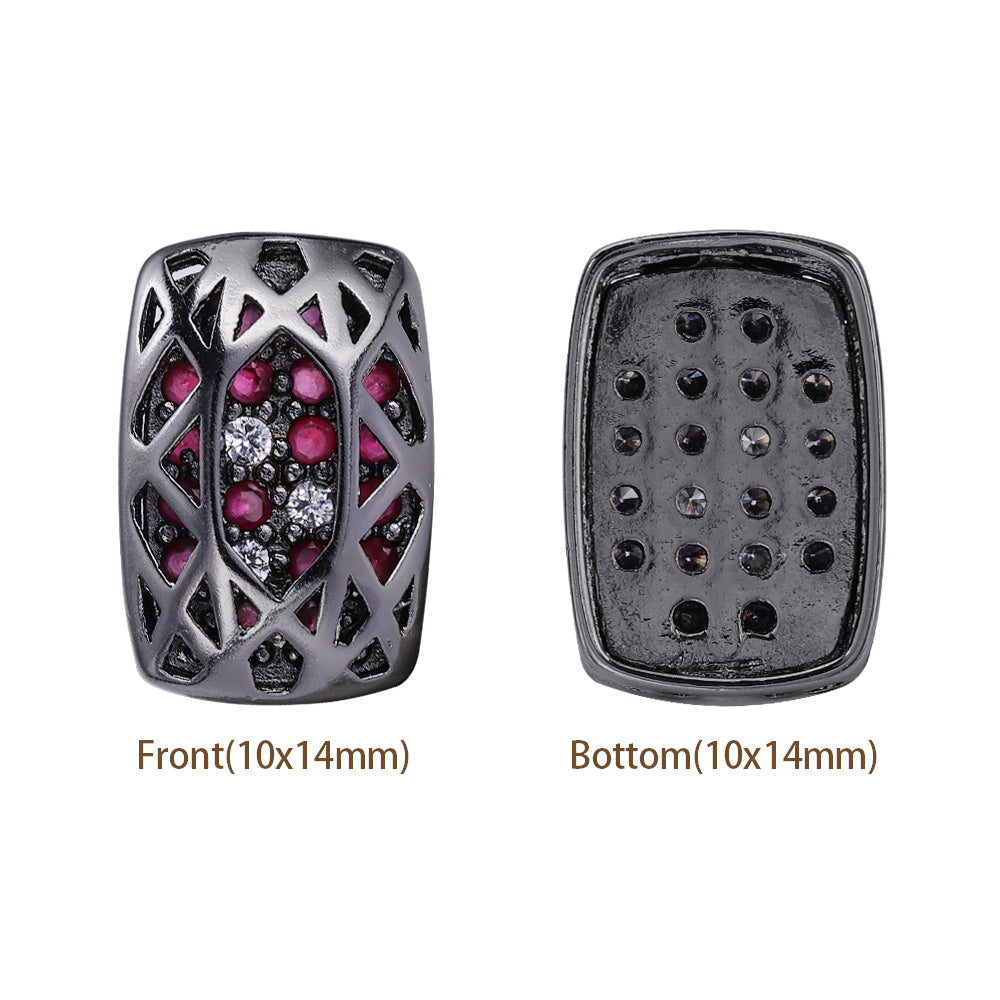 Cushion Rectangle Shape Hematite Plated High-Quality Sew-on Alloy Charms Inlaid Cubic Zirconia WholesaleRhinestone