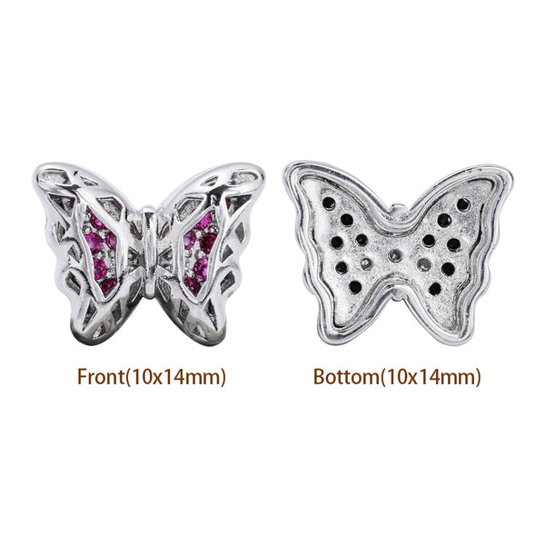 Butterfly Shape Imitation Rhodium Plated High-Quality Sew-on Alloy Charms Inlaid Cubic Zirconia