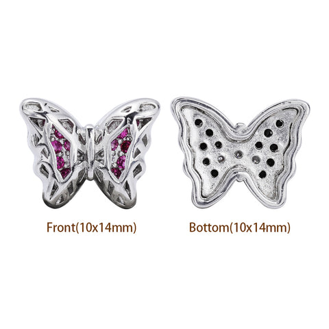Butterfly Shape Imitation Rhodium Plated High-Quality Sew-on Alloy Charms Inlaid Cubic Zirconia