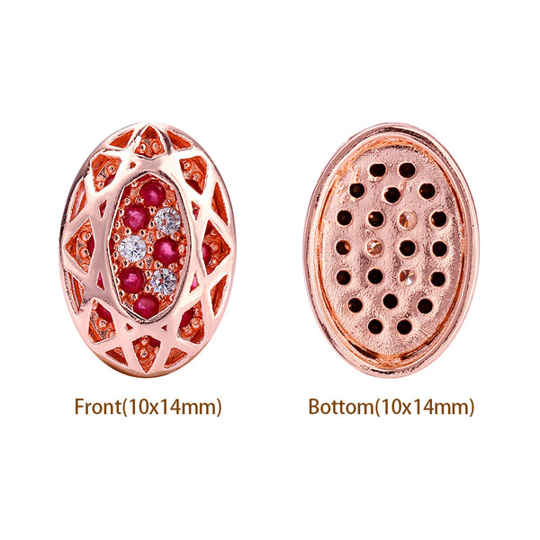 Oval Shape Rose Gold Plated High-Quality Sew-on Alloy Charms Inlaid Cubic Zirconia WholesaleRhinestone