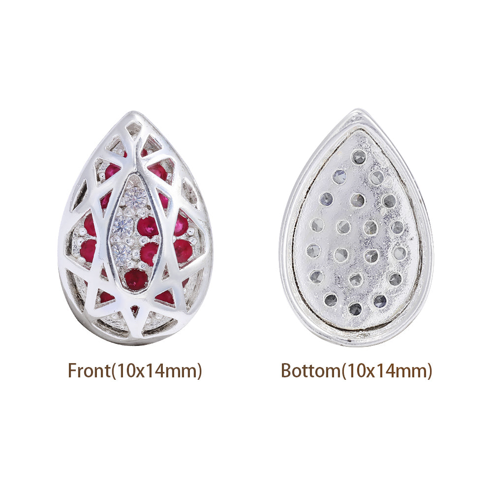 Drop Shape Silver Plated High-Quality Sew-on Alloy Charms Inlaid Cubic Zirconia WholesaleRhinestone