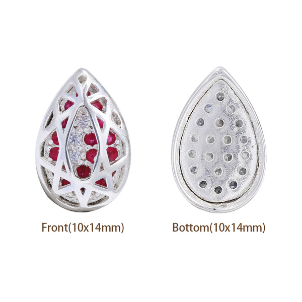 Drop Shape Silver Plated High-Quality Sew-on Alloy Charms Inlaid Cubic Zirconia WholesaleRhinestone