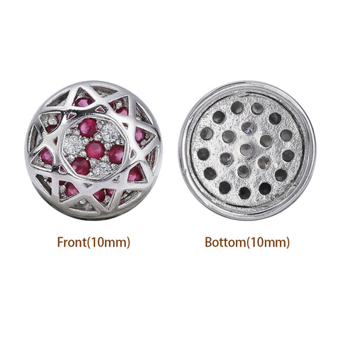 Round Shape Imitation Rhodium Plated High-Quality Sew-on Alloy Charms Inlaid Cubic Zirconia