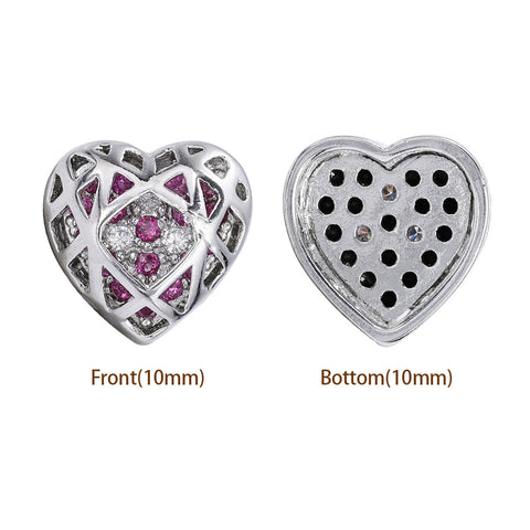 Heart Shape Imitation Rhodium Plated High-Quality Sew-on Alloy Charms Inlaid Cubic Zirconia