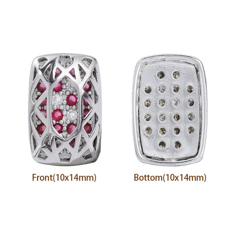 Cushion Rectangle Shape Imitation Rhodium Plated High-Quality Sew-on Alloy Charms Inlaid Cubic Zirconia