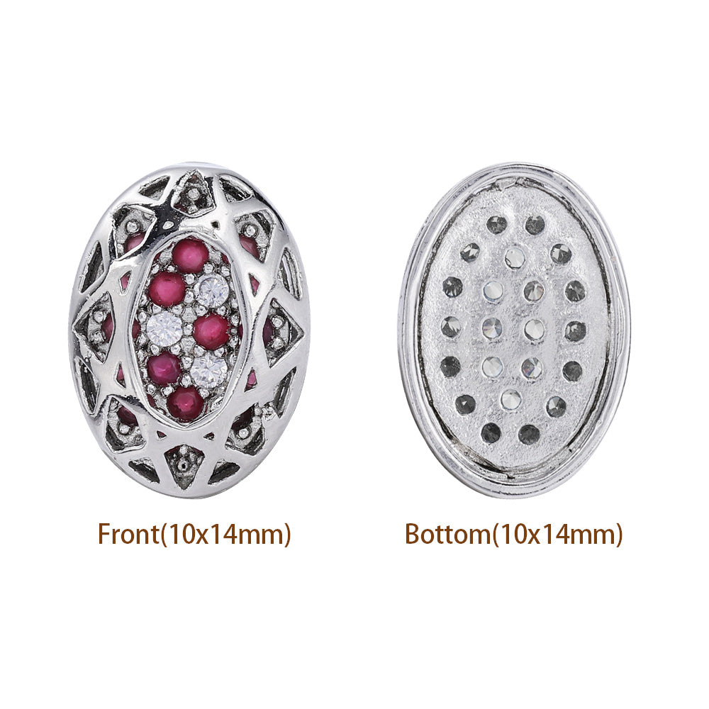 Oval Shape Imitation Rhodium Plated High-Quality Sew-on Alloy Charms Inlaid Cubic Zirconia WholesaleRhinestone