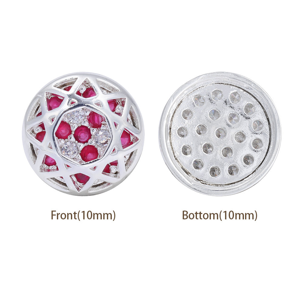Round Shape Silver Plated High-Quality Sew-on Alloy Charms Inlaid Cubic Zirconia WholesaleRhinestone