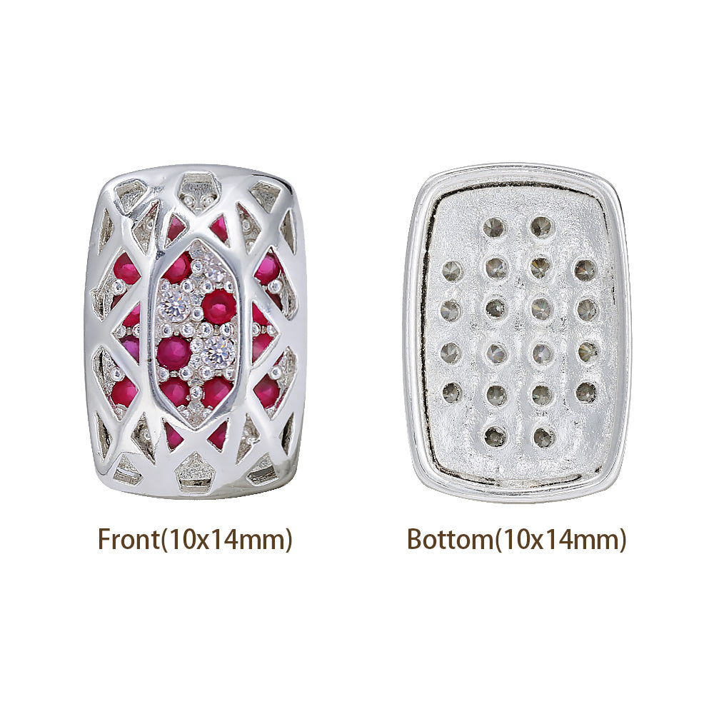 Cushion Rectangle Shape Silver Plated High-Quality Sew-on Alloy Charms Inlaid Cubic Zirconia