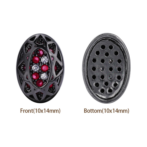 Oval Shape Hematite Plated High-Quality Sew-on Alloy Charms Inlaid Cubic Zirconia WholesaleRhinestone