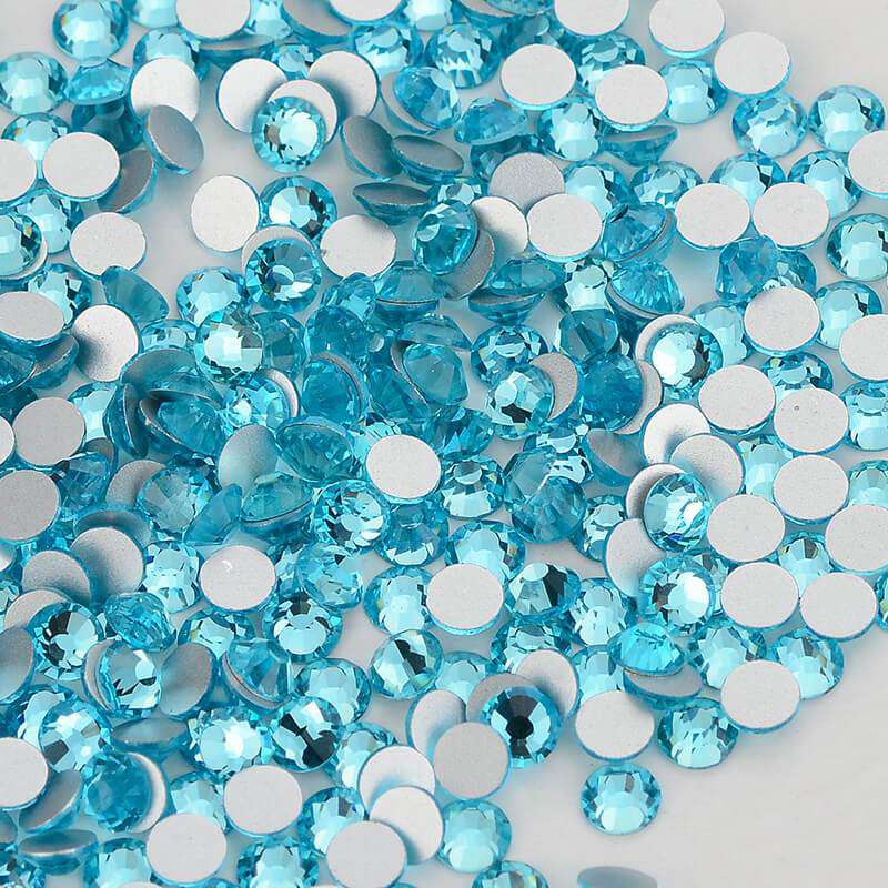 Aquamarine Glass FlatBack Rhinestones Silver Back WholesaleRhinestone