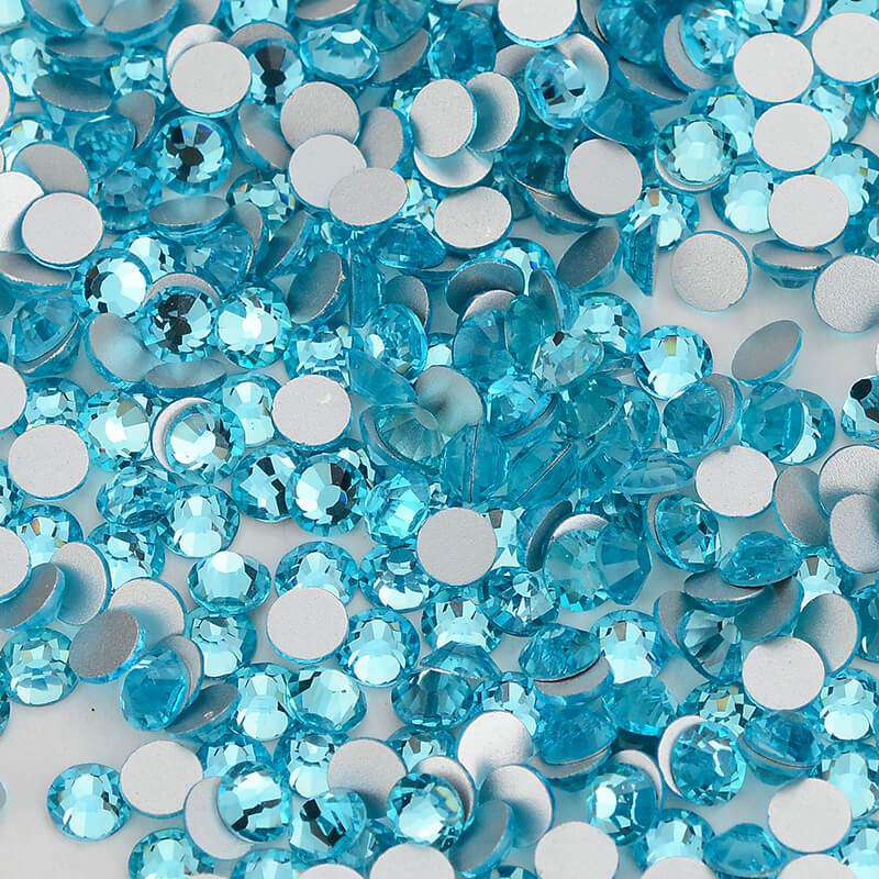 Aquamarine Glass FlatBack Rhinestones Silver Back WholesaleRhinestone